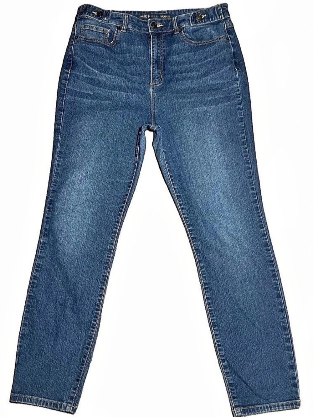Michael Kors Women's High Rise Skinny Jeans Blue Denim Size 12 Gold Hardware